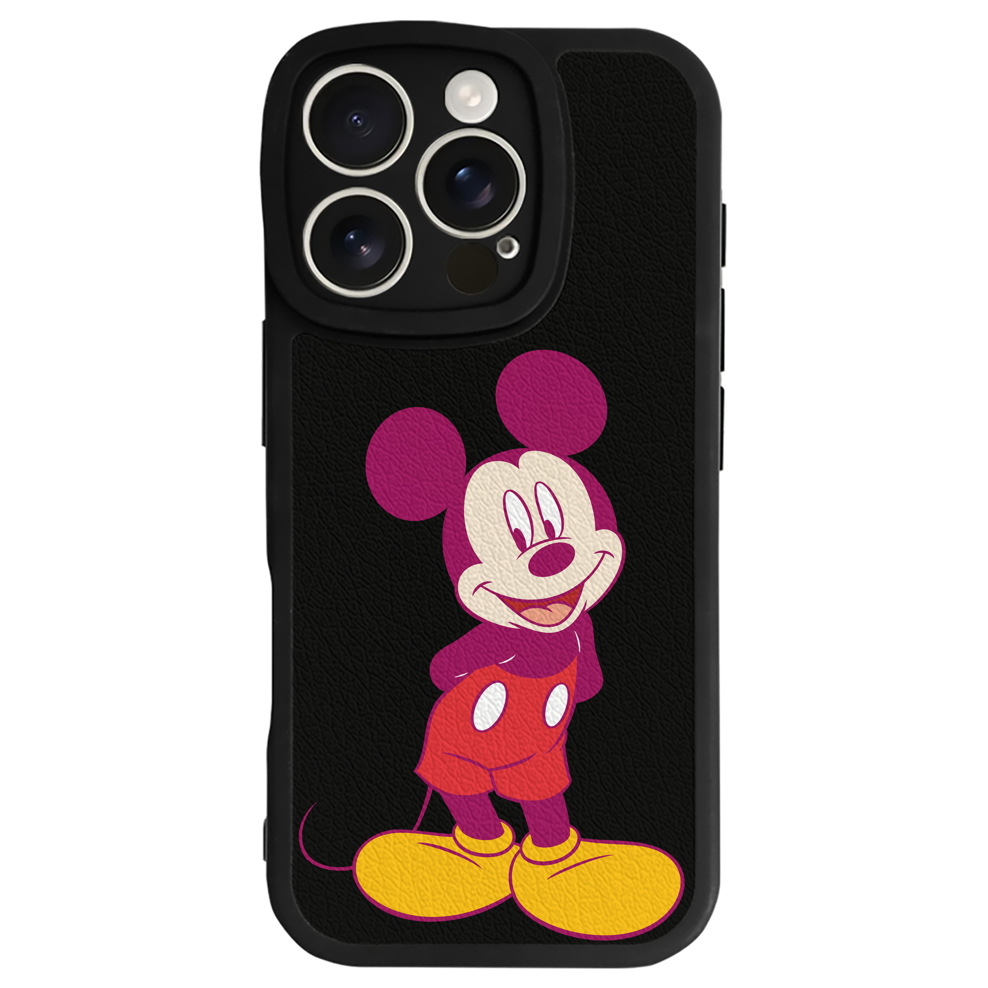 （画像用） ミッキーマウス Mickey Mouse 【iPhone 16シリーズ対応】シリコンスマホケース（レザー調） 材質：シリコン